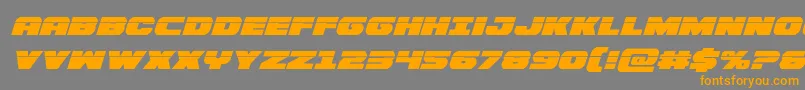 フォントBummerlaserital – オレンジの文字は灰色の背景にあります。