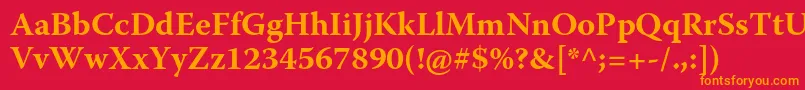 フォントWarnockproBold – 赤い背景にオレンジの文字