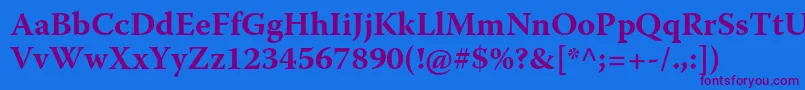 WarnockproBold Font – Purple Fonts on Blue Background