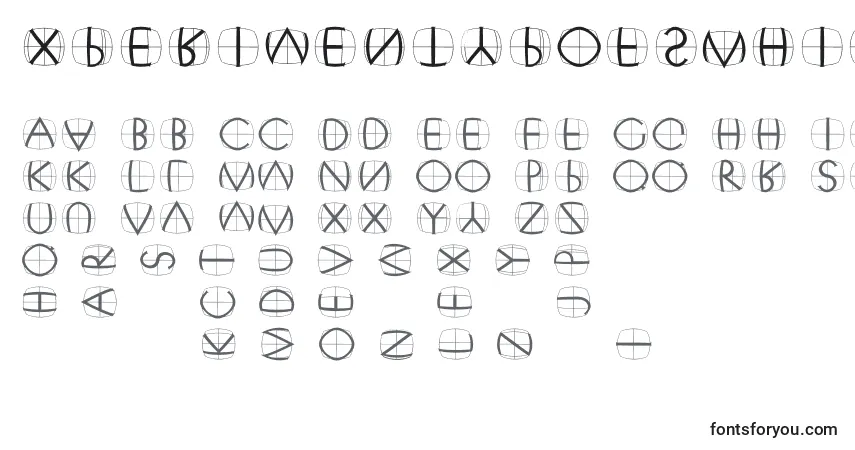 Schriftart Xperimentypofswhite – Alphabet, Zahlen, spezielle Symbole