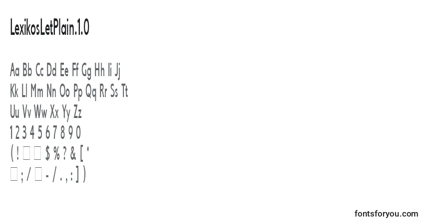 A fonte LexikosLetPlain.1.0 – alfabeto, números, caracteres especiais