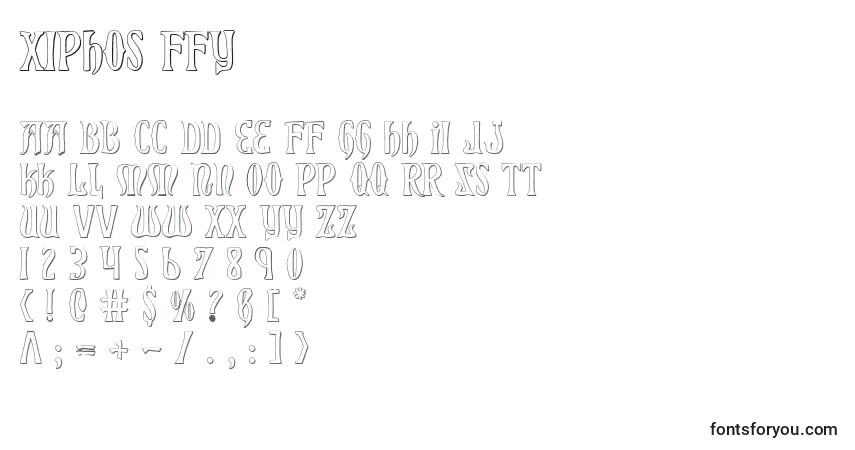 Czcionka Xiphos ffy – alfabet, cyfry, specjalne znaki