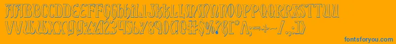 Xiphos ffy-Schriftart – Blaue Schriften auf orangefarbenem Hintergrund