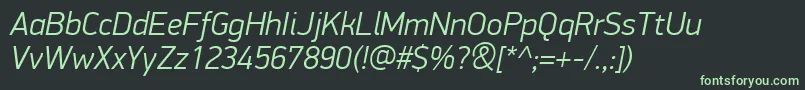 フォントPfdindisplayproLightitalic – 黒い背景に緑の文字