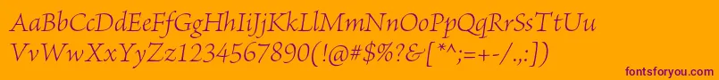 BriosoproLightitsubh Font – Purple Fonts on Orange Background