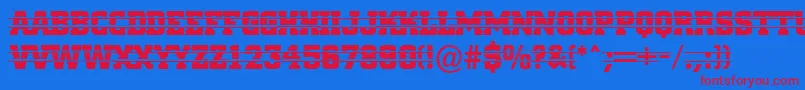 ACitynovatitulintstr-Schriftart – Rote Schriften auf blauem Hintergrund