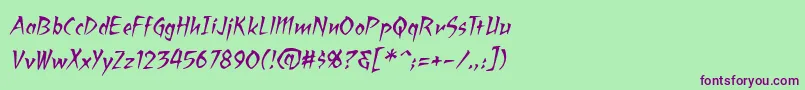 RagingredlotusBbItalic Font – Purple Fonts on Green Background