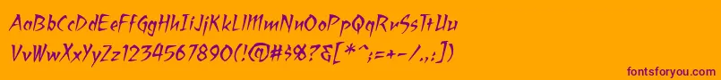 フォントRagingredlotusBbItalic – オレンジの背景に紫のフォント