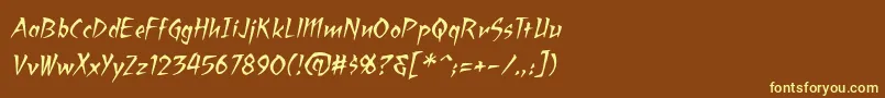 RagingredlotusBbItalic-Schriftart – Gelbe Schriften auf braunem Hintergrund