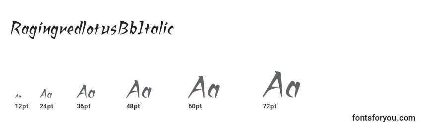 RagingredlotusBbItalic Font Sizes