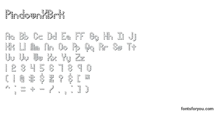 Czcionka PindownXBrk – alfabet, cyfry, specjalne znaki