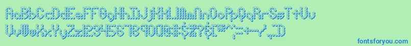 PindownXBrk-Schriftart – Blaue Schriften auf grünem Hintergrund
