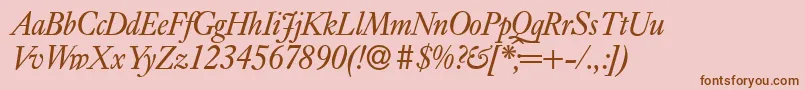 Fonte E720RomanItalic – fontes marrons em um fundo rosa