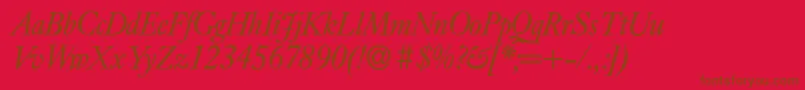 E720RomanItalic Font – Brown Fonts on Red Background