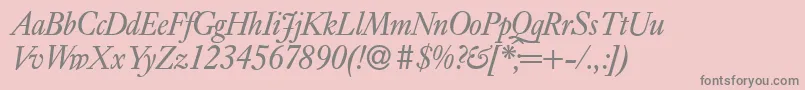Fonte E720RomanItalic – fontes cinzas em um fundo rosa