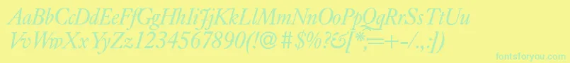 E720RomanItalic Font – Green Fonts on Yellow Background