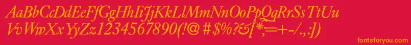 E720RomanItalic Font – Orange Fonts on Red Background