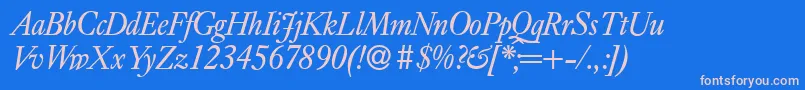 E720RomanItalic Font – Pink Fonts on Blue Background
