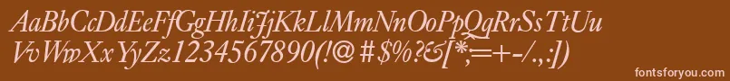 E720RomanItalic Font – Pink Fonts on Brown Background