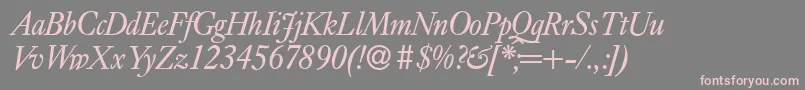 フォントE720RomanItalic – 灰色の背景にピンクのフォント