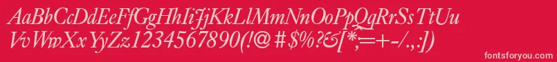 E720RomanItalic-Schriftart – Rosa Schriften auf rotem Hintergrund