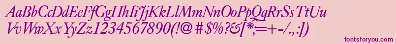 E720RomanItalic Font – Purple Fonts on Pink Background