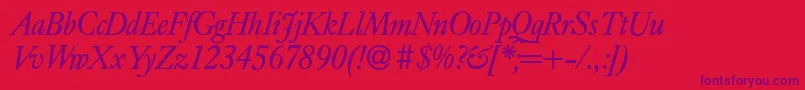 フォントE720RomanItalic – 赤い背景に紫のフォント