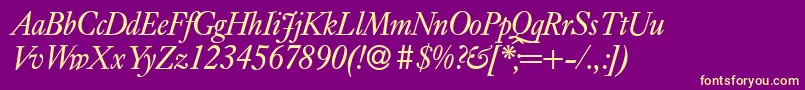 E720RomanItalic Font – Yellow Fonts on Purple Background