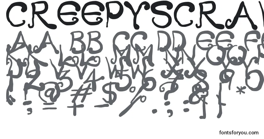 CreepyScrawly Font – alphabet, numbers, special characters