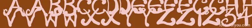 CreepyScrawly-Schriftart – Rosa Schriften auf braunem Hintergrund