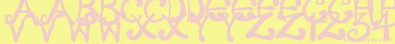 CreepyScrawly-Schriftart – Rosa Schriften auf gelbem Hintergrund