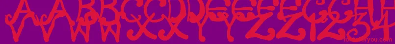 CreepyScrawly-Schriftart – Rote Schriften auf violettem Hintergrund