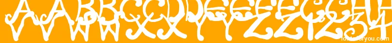 フォントCreepyScrawly – オレンジの背景に白い文字