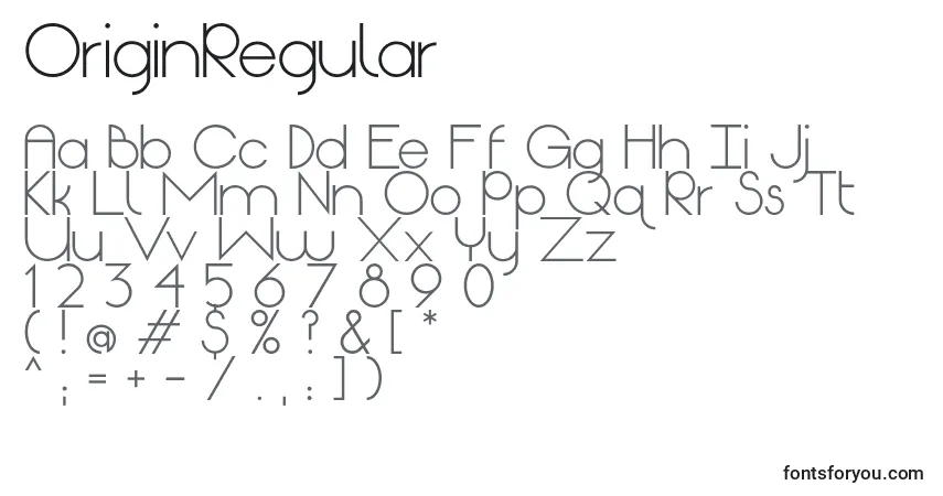 A fonte OriginRegular – alfabeto, números, caracteres especiais