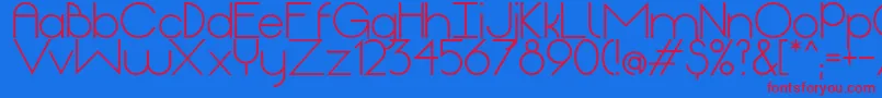 OriginRegular-Schriftart – Rote Schriften auf blauem Hintergrund