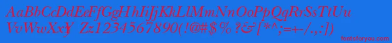 QuibbernItalic Font – Red Fonts on Blue Background