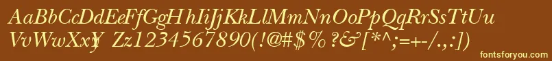 QuibbernItalic Font – Yellow Fonts on Brown Background