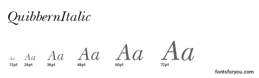 Размеры шрифта QuibbernItalic