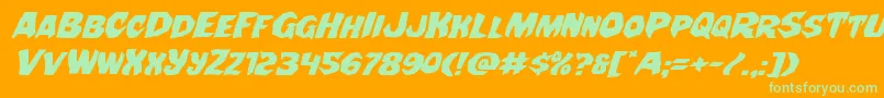 Nightchildeexpandital Font – Green Fonts on Orange Background