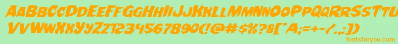 Nightchildeexpandital Font – Orange Fonts on Green Background