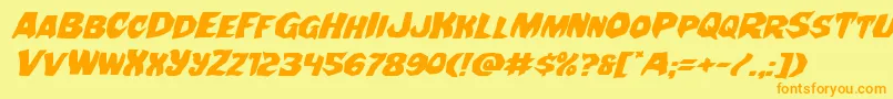 Nightchildeexpandital Font – Orange Fonts on Yellow Background