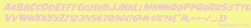 Nightchildeexpandital Font – Pink Fonts on Yellow Background