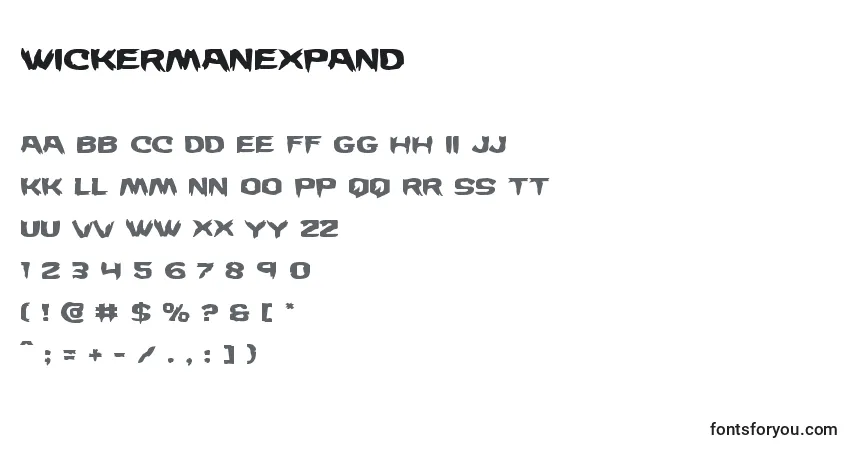 Шрифт Wickermanexpand – алфавит, цифры, специальные символы