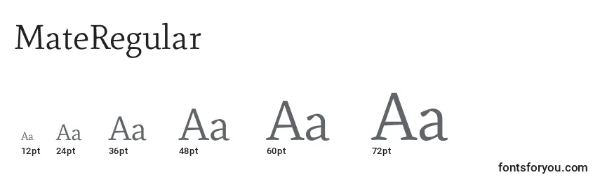 sizes of materegular font, materegular sizes