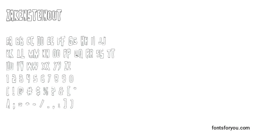 Czcionka Zakensteinout – alfabet, cyfry, specjalne znaki