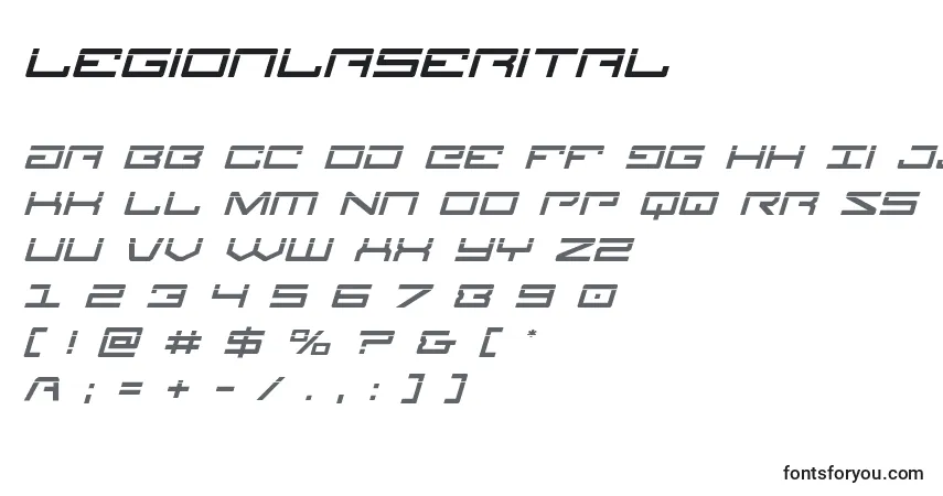 A fonte Legionlaserital – alfabeto, números, caracteres especiais