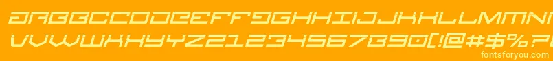 Legionlaserital-Schriftart – Gelbe Schriften auf orangefarbenem Hintergrund