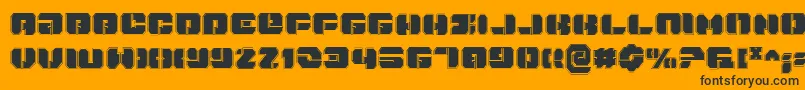 Danstargatep-Schriftart – Schwarze Schriften auf orangefarbenem Hintergrund