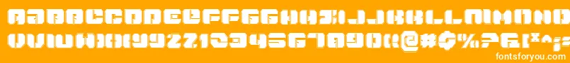 Danstargatep-Schriftart – Weiße Schriften auf orangefarbenem Hintergrund