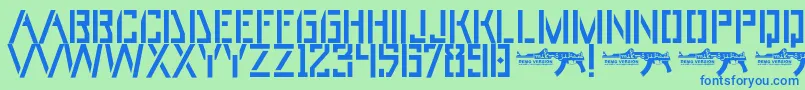 UmarStencils Font – Blue Fonts on Green Background